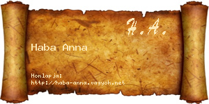 Haba Anna névjegykártya